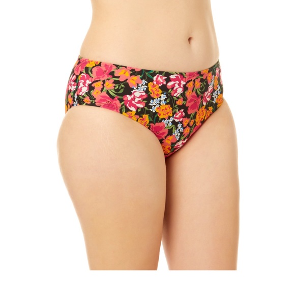 Nwt Women's swimsuit time and tru 1X Top Plunge Rich Black bottom’s XL floral - Picture 12 of 16